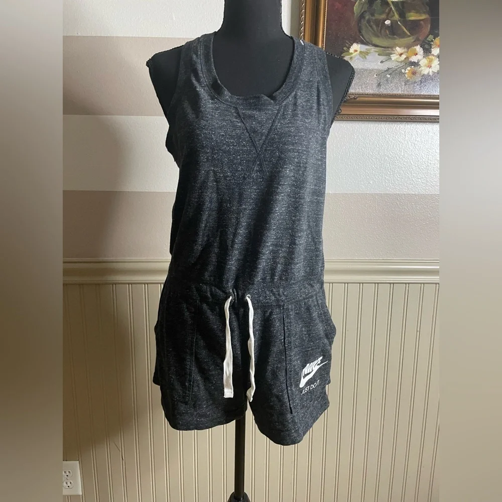 Nike Gym Vintage Racerback Romper in Heathered Grey Women's Sz Small